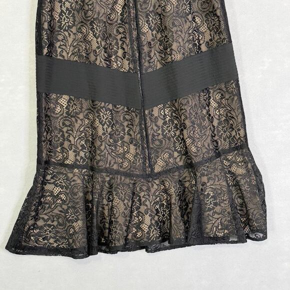 Loft Dress Women Sz 10 Midi Length Lace Mermaid Ruffle Party Holiday Classy LBD - Picture 10 of 16